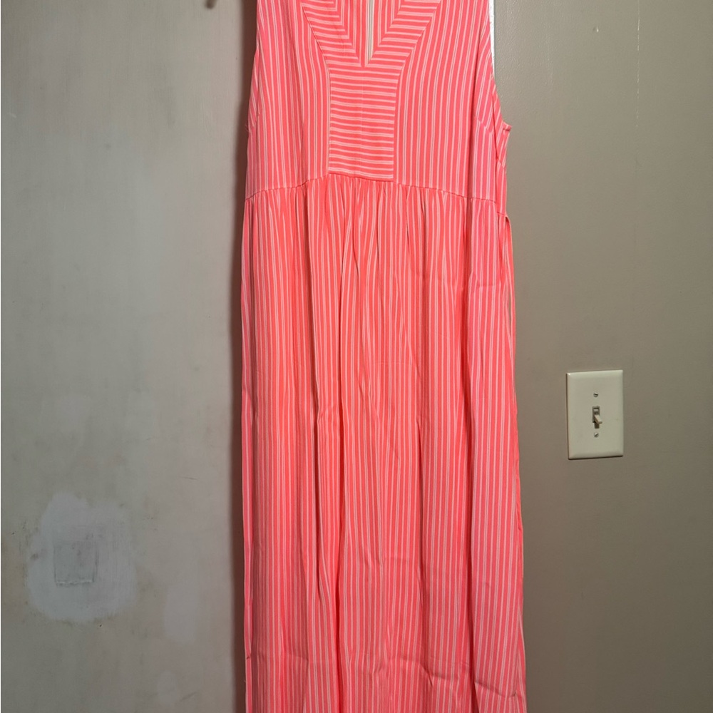 Joules Coral Striped Maxi Dress